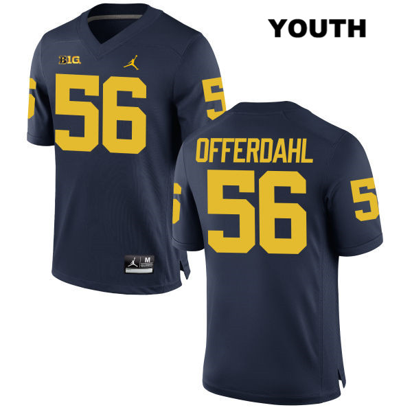 Youth NCAA Michigan Wolverines Jameson Offerdahl #56 Navy Jordan Brand Authentic Stitched Football College Jersey DG25H15VO